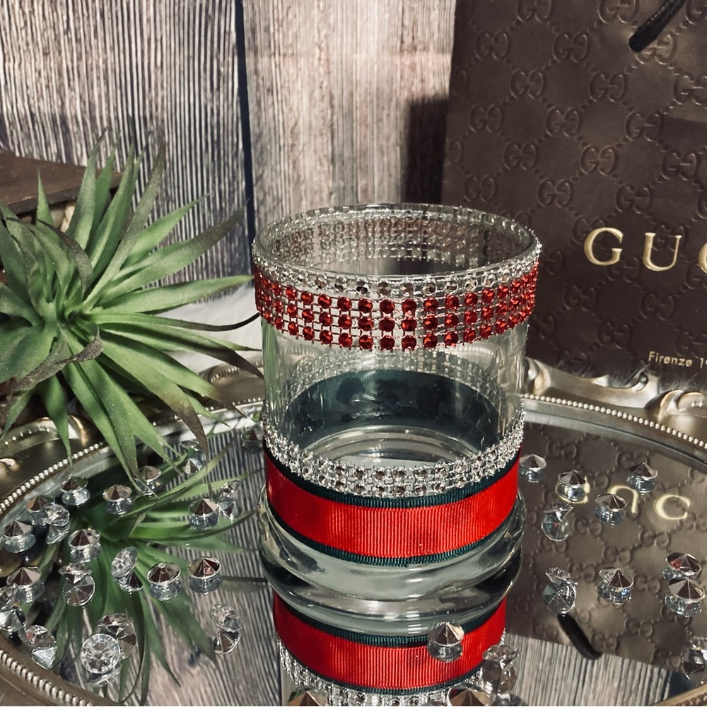 Luxury Inspired Crystal Embellished Glass makeup 💄 brush or candle 🕯️ Holder